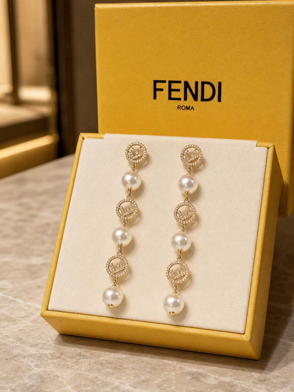 Fendi Modern Designer Earrings Style 1 | New with Box - Picture 7 of 9